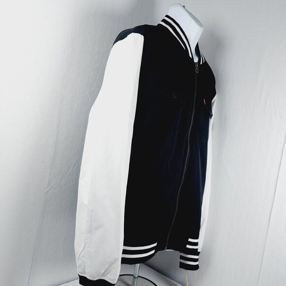 Levi's Men's Black White Colorblock Raglan Sleeve Varsity Jacket Size XL - Picture 4 of 14